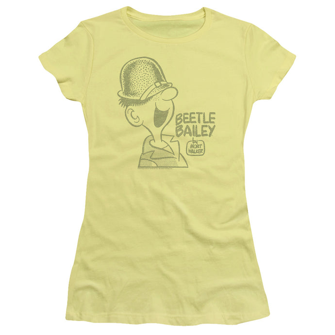 Beetle Bailey Vintage Beetle Junior Sheer Cap Sleeve Womens T Shirt Banana