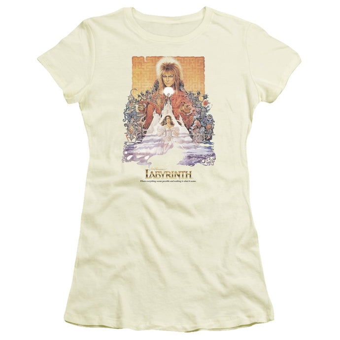 Labyrinth Movie Poster Junior Sheer Cap Sleeve Womens T Shirt Cream
