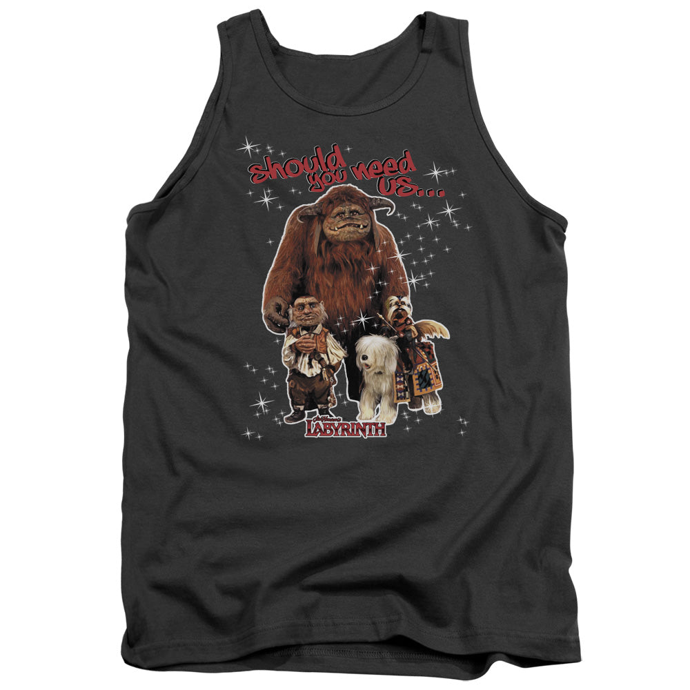 Labyrinth Should You Need Us Mens Tank Top Shirt Charcoal