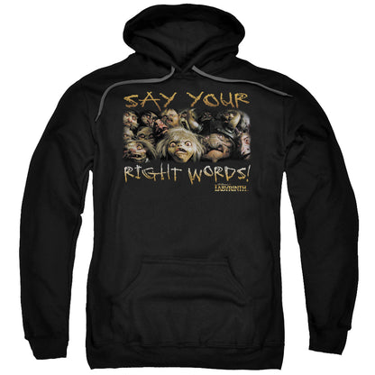 Labyrinth Say Your Right Words Mens Hoodie Black