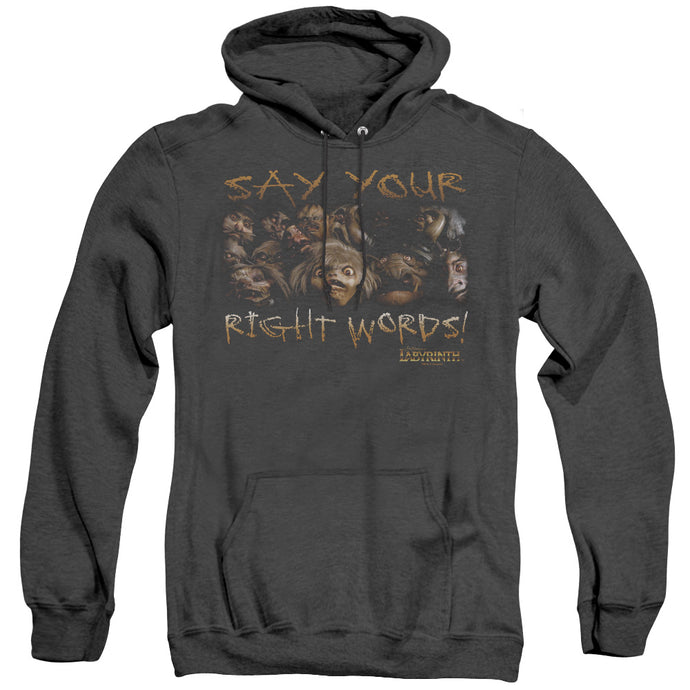 Labyrinth Say Your Right Words Heather Mens Hoodie Black