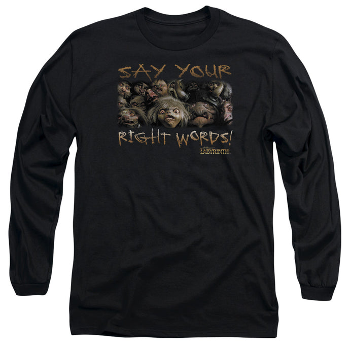 Labyrinth Say Your Right Words Mens Long Sleeve Shirt Black