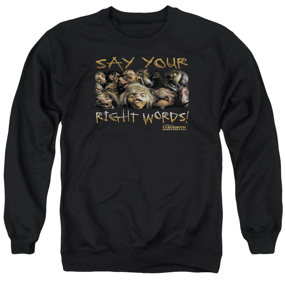 Labyrinth Say Your Right Words Mens Crewneck Sweatshirt Black