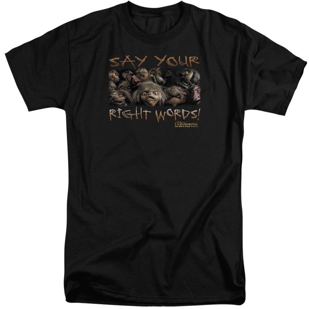 Labyrinth Say Your Right Words Mens Tall T Shirt Black Officially Licensed