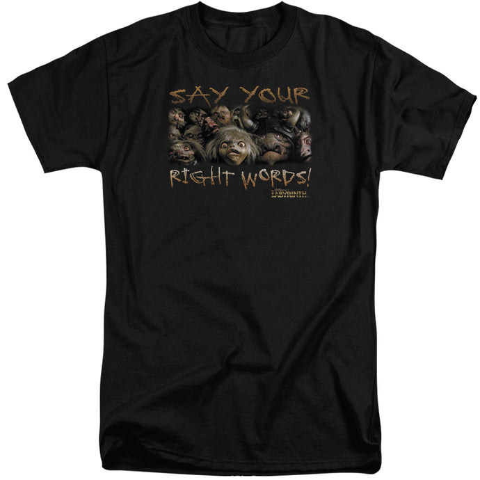 Labyrinth Say Your Right Words Mens Tall T Shirt Black