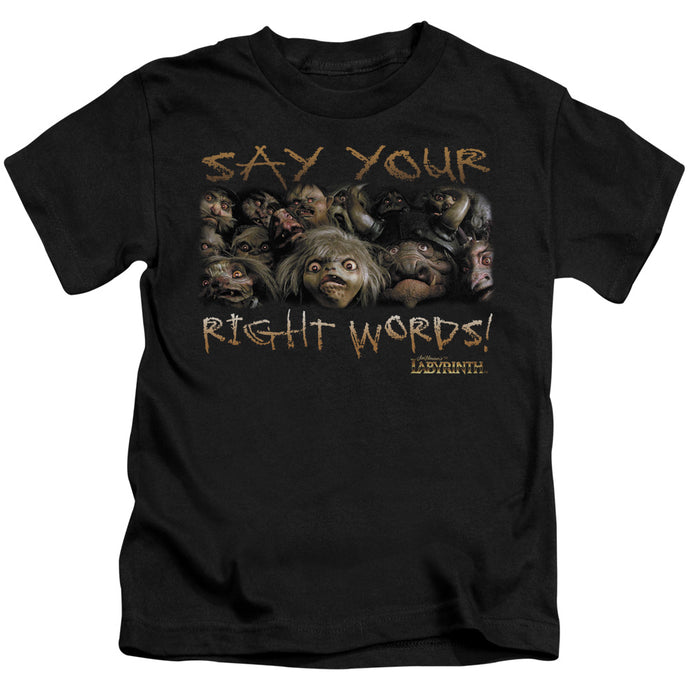 Labyrinth Say Your Right Words Juvenile Kids Youth T Shirt Black