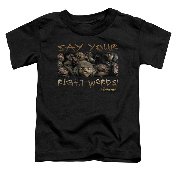 Labyrinth Say Your Right Words Toddler Kids Youth T Shirt Black