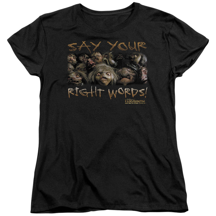 Labyrinth Say Your Right Words Womens T Shirt Black