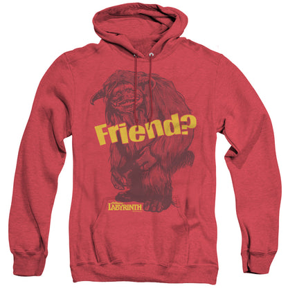 Labyrinth Ludo Friend Mens Heather Hoodie Red Officially Licensed