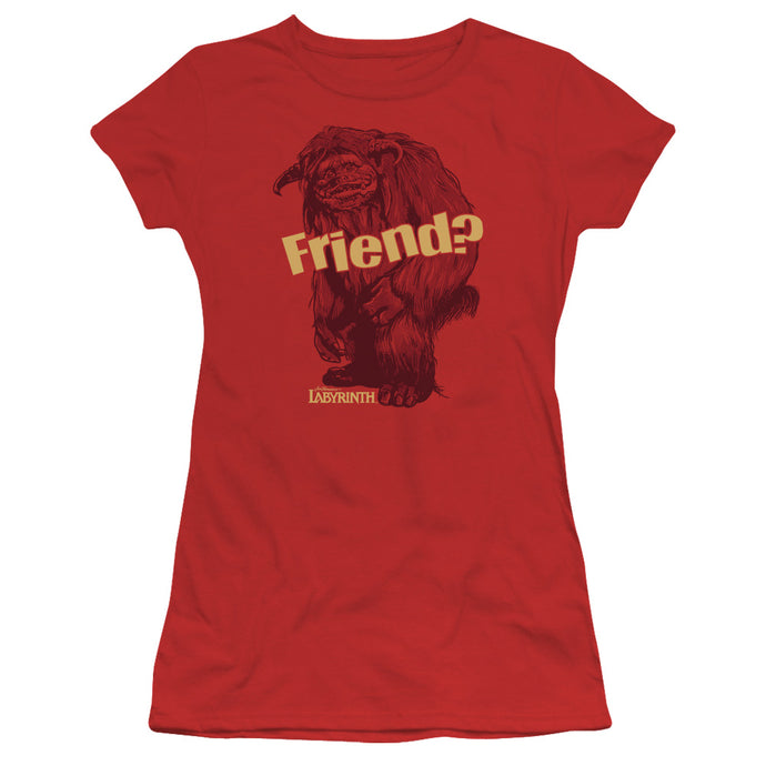 Labyrinth Ludo Friend Junior Sheer Cap Sleeve Womens T Shirt Red