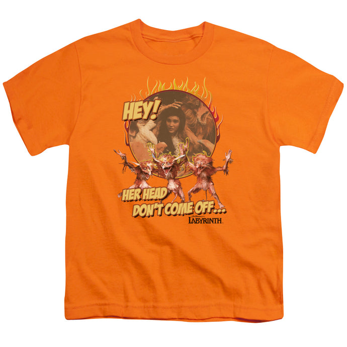 Labyrinth Head Dont Come Off Kids Youth T Shirt Orange