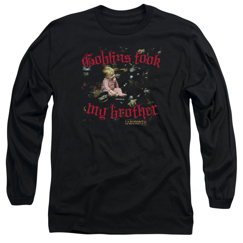 Labyrinth Goblins Took My Brother Mens Long Sleeve Shirt Black