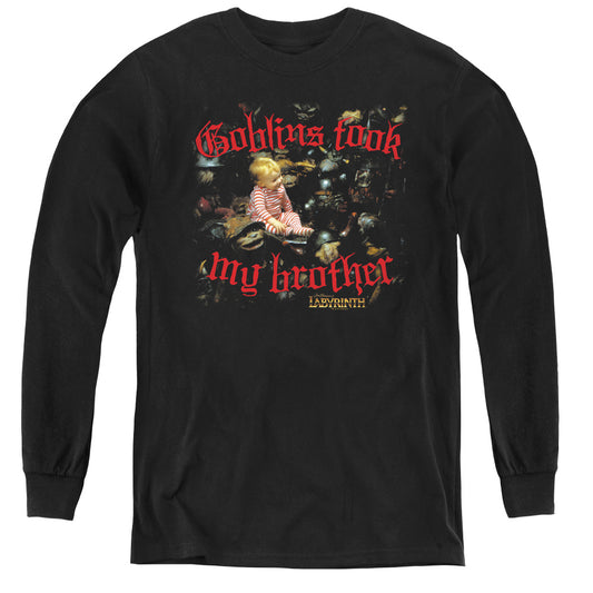 Labyrinth Goblins Took My Brother Long Sleeve Kids Youth T Shirt Black