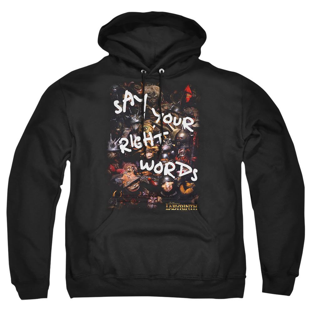 Labyrinth Right Words Mens Hoodie Black Officially Licensed