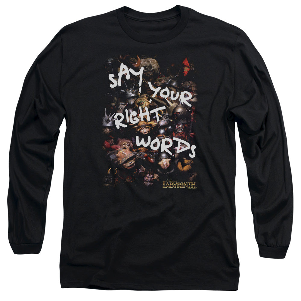 Labyrinth Right Words Mens Long Sleeve Shirt Black