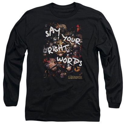Labyrinth Right Words Mens Long Sleeve Shirt Black