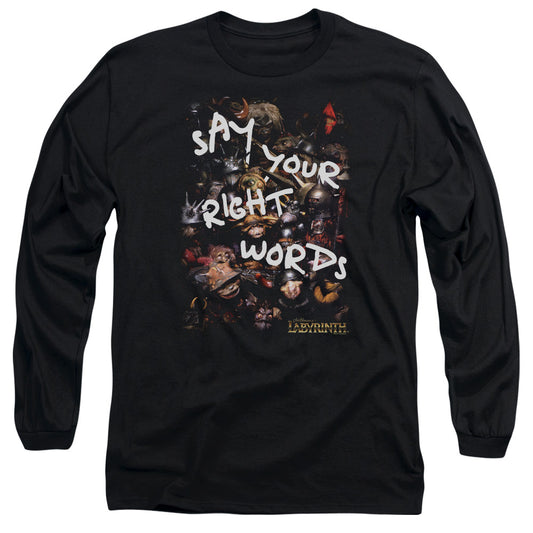 Labyrinth Right Words Mens Long Sleeve Shirt Black