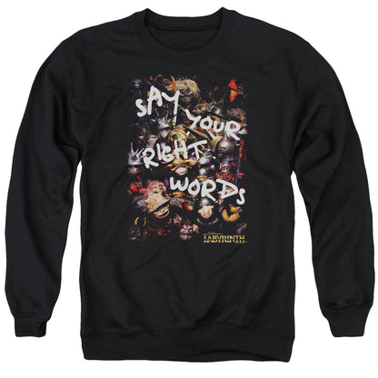Labyrinth Right Words Mens Crewneck Sweatshirt Black