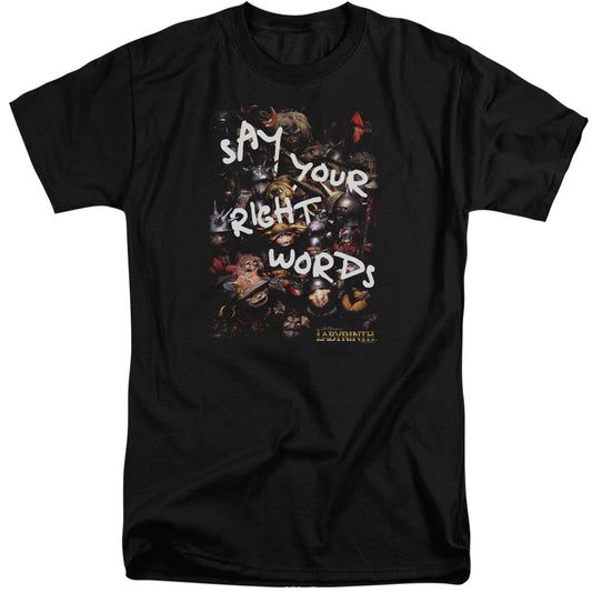Labyrinth Right Words Mens Tall T Shirt Black