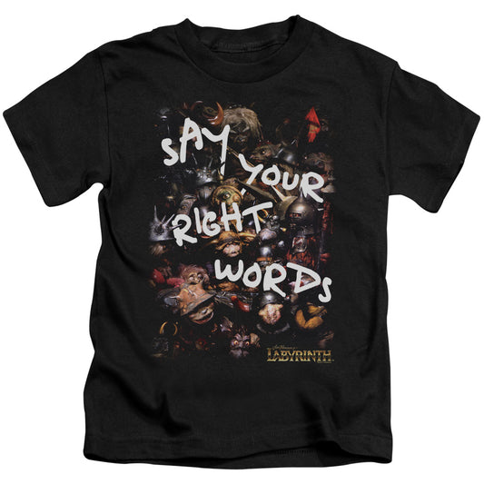 Labyrinth Right Words Juvenile Kids Youth T Shirt Black