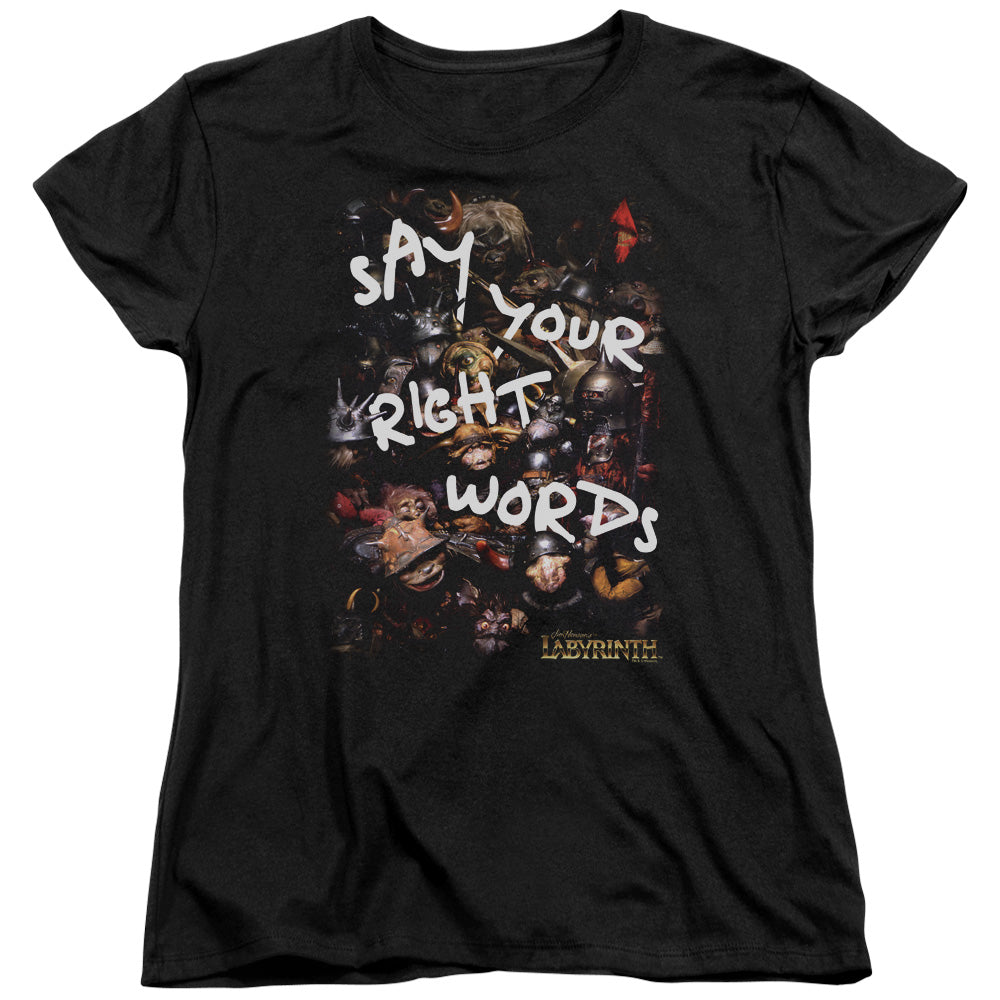 Labyrinth Right Words Womens T Shirt Black