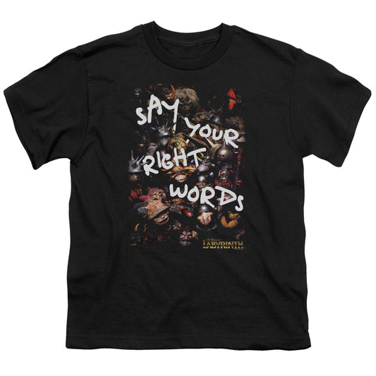 Labyrinth Right Words Kids Youth T Shirt Black