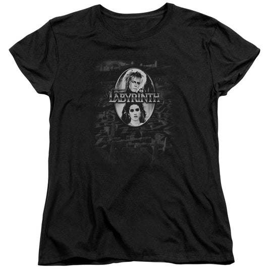 Labyrinth Maze Womens T Shirt Black