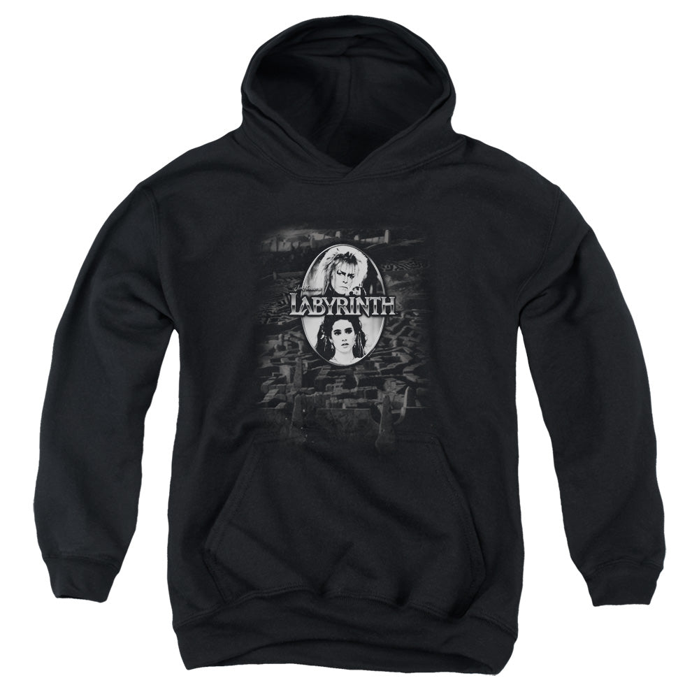Labyrinth Maze Kids Youth Hoodie Black