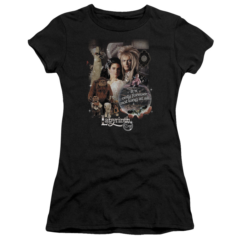 Labyrinth 25 Years of Magic Junior Sheer Cap Sleeve Womens T Shirt Black