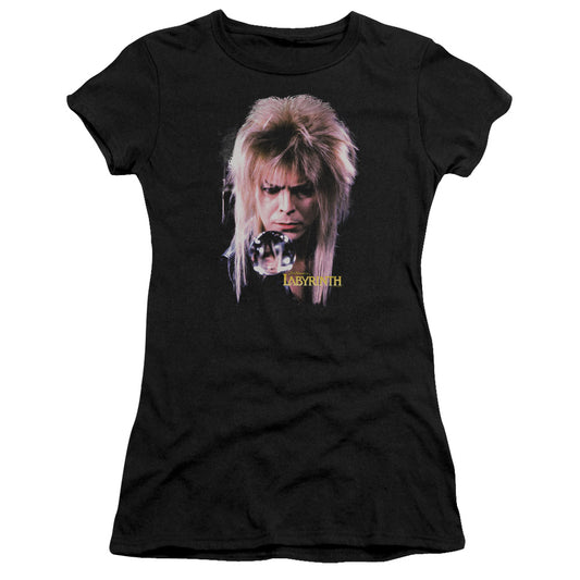 Labyrinth Goblin King Junior Sheer Cap Sleeve Womens T Shirt Black