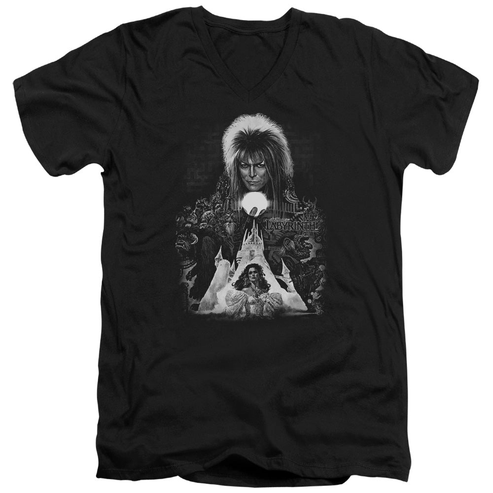 Labyrinth Castle Mens Slim Fit V-Neck T Shirt Black
