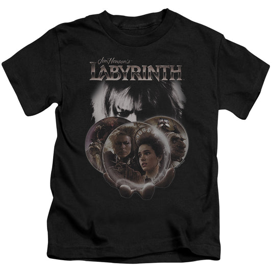 Labyrinth Globes Juvenile Kids Youth T Shirt Black