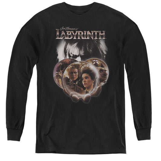 Labyrinth Globes Long Sleeve Kids Youth T Shirt Black