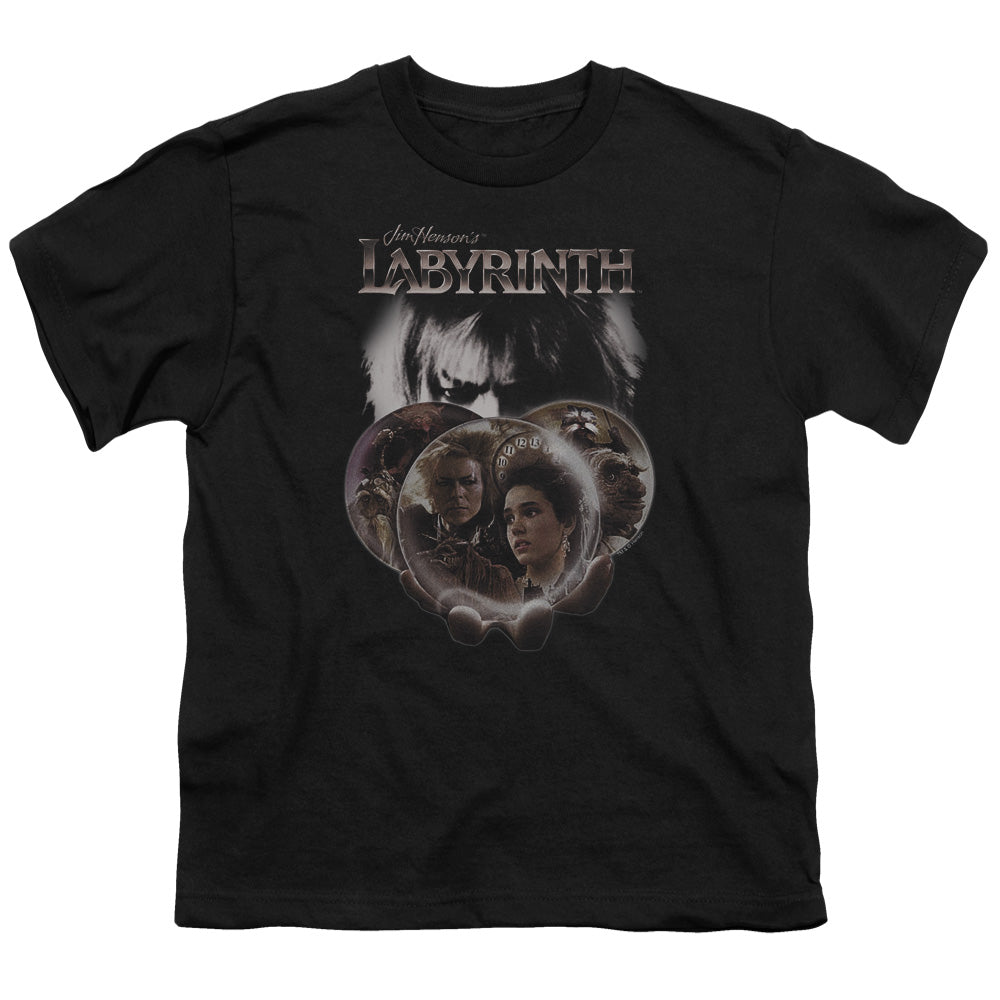 Labyrinth Globes Kids Youth T Shirt Black