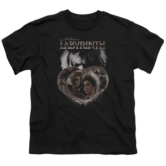 Labyrinth Globes Kids Youth T Shirt Black