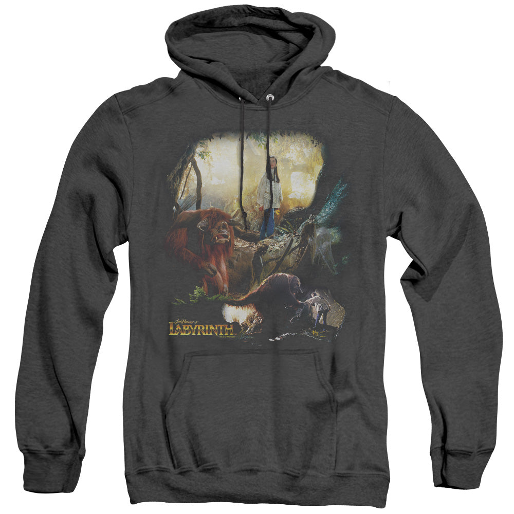 Labyrinth Sarah & Ludo Mens Heather Hoodie Black Officially Licensed