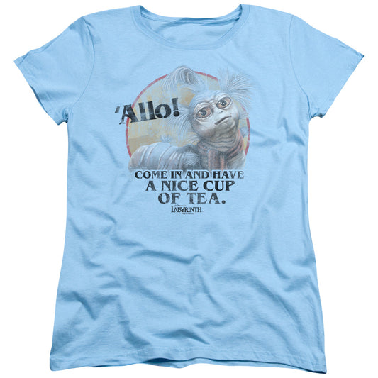 Labyrinth Tea Womens T Shirt Light Blue