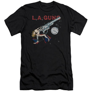 L.A. Guns Cocked And Loaded Premium Bella Canvas Slim Fit Mens T Shirt Black