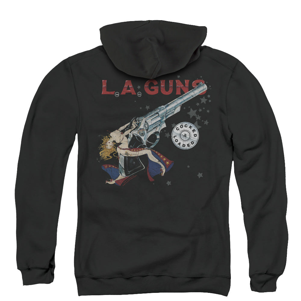 L.A. Guns Cocked And Loaded Back Print Zipper Mens Hoodie Black