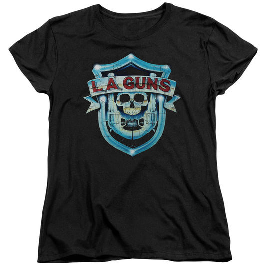 L.A. Guns Shield Womens T Shirt Black