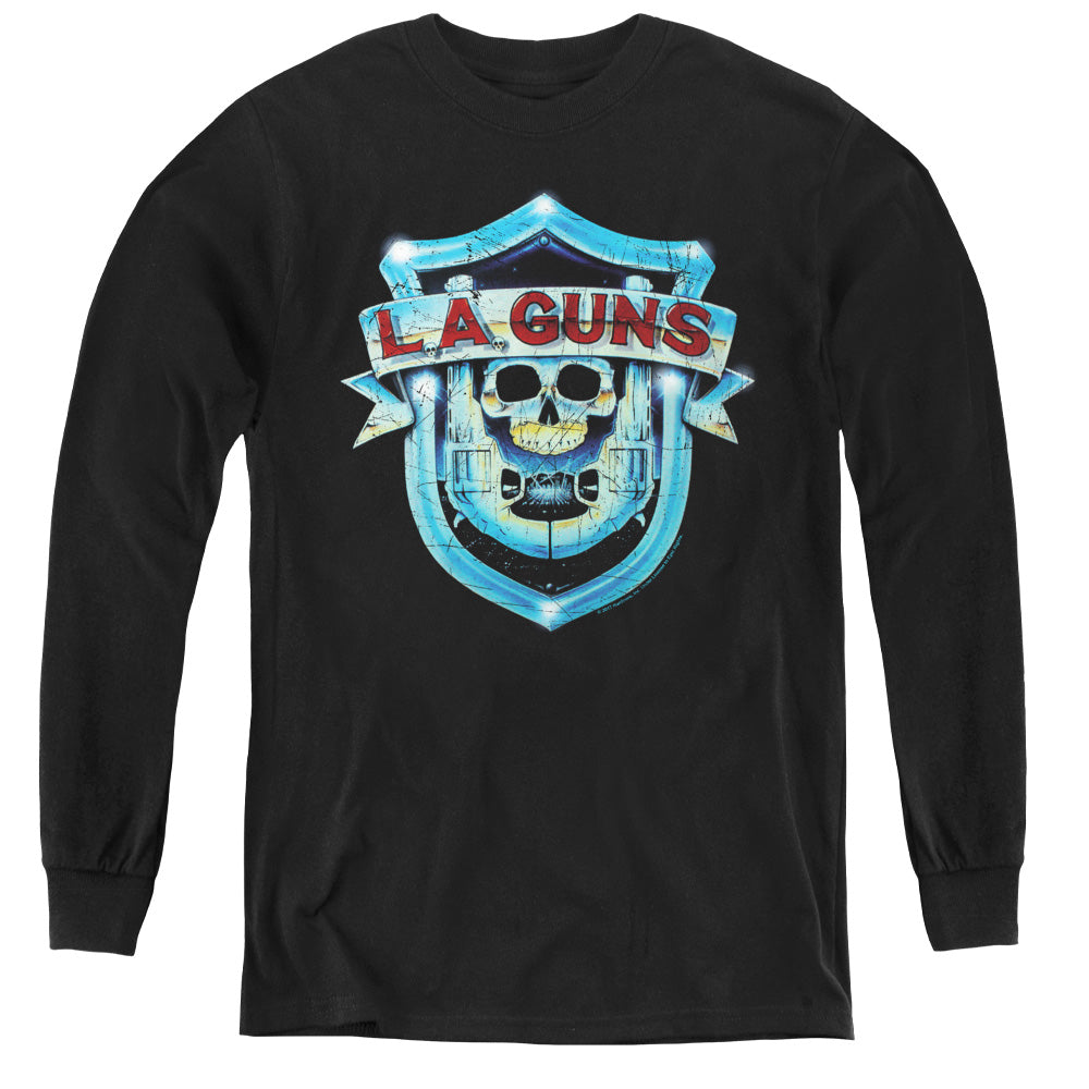 L.A. Guns Shield Long Sleeve Kids Youth T Shirt Black