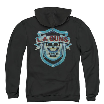 L.A. Guns Shield Back Print Zipper Mens Hoodie Black