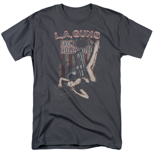 L.A. Guns From Hollywood Mens T Shirt Charcoal