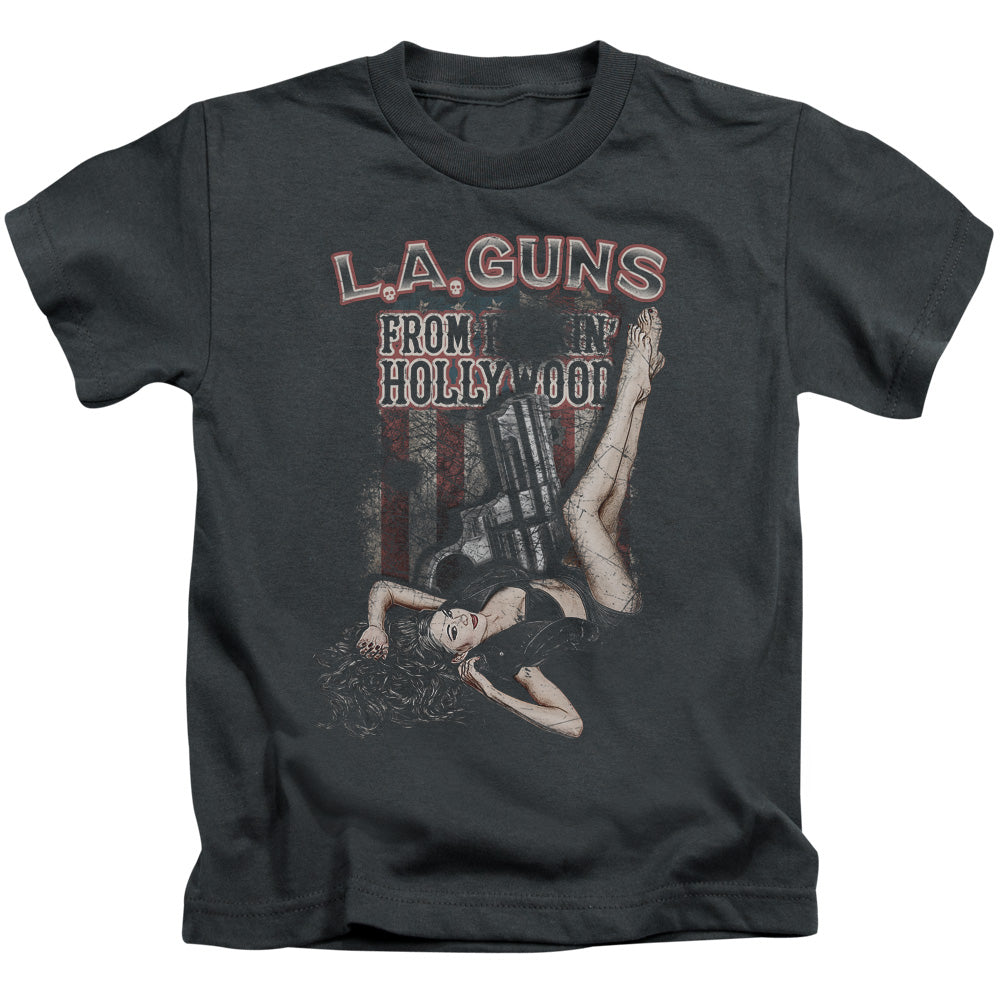 L.A. Guns From Hollywood Juvenile Kids Youth T Shirt Charcoal