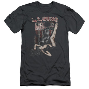 L.A. Guns From Hollywood Slim Fit Mens T Shirt Charcoal