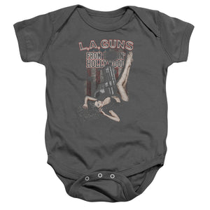 L.A. Guns From Hollywood Infant Baby Snapsuit Charcoal