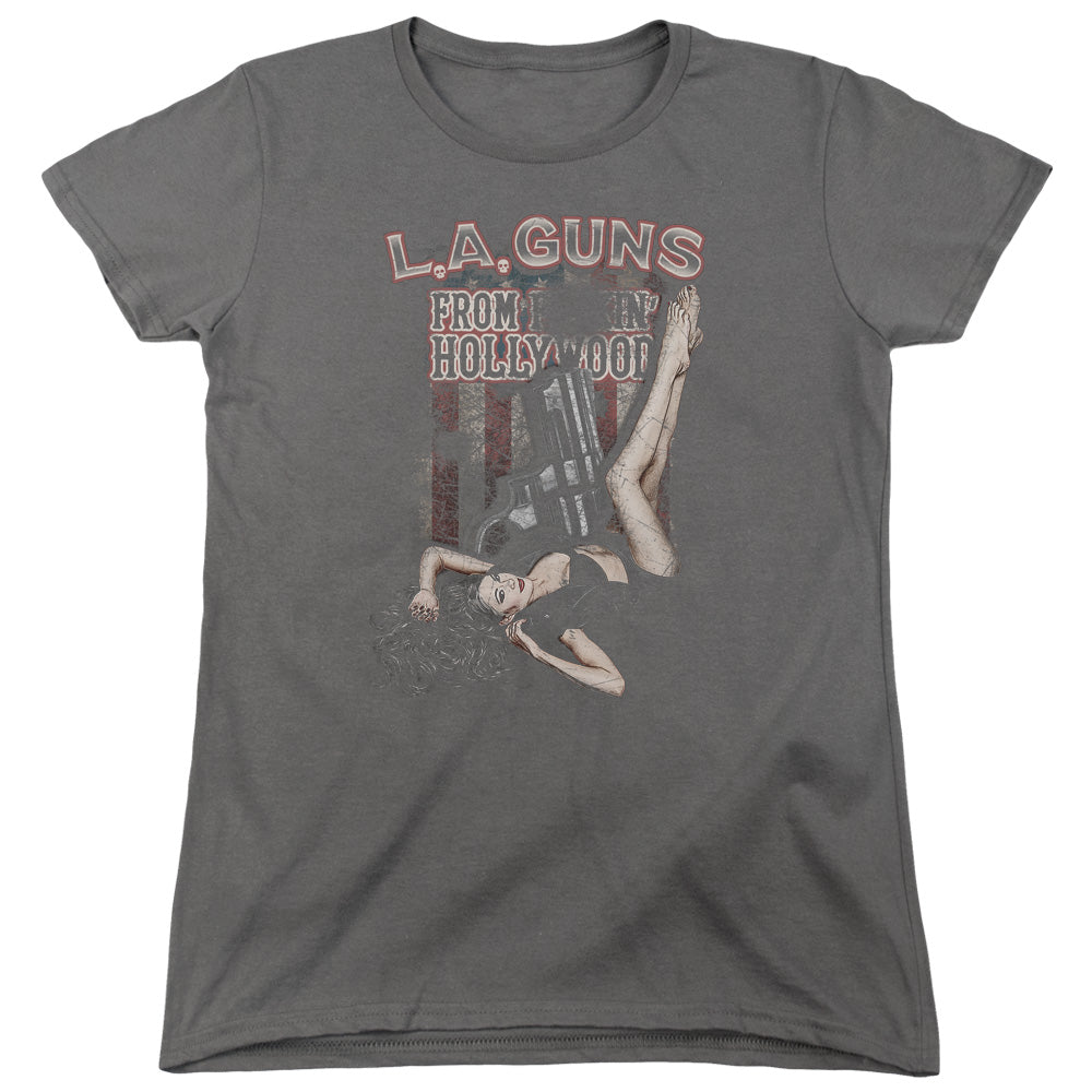 L.A. Guns From Hollywood Womens T Shirt Charcoal