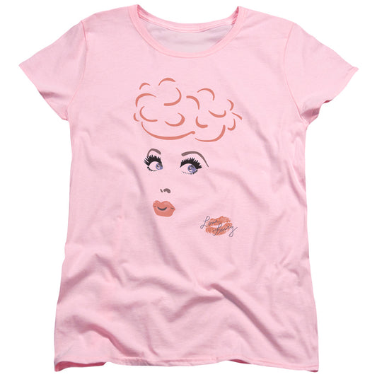 I Love Lucy Eyelashes Womens T Shirt Pink
