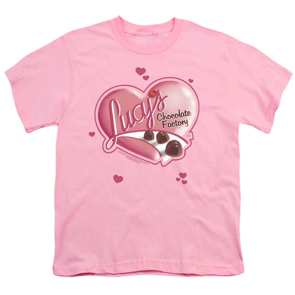 I Love Lucy Chocolate Udges Kids Youth T Shirt Pink