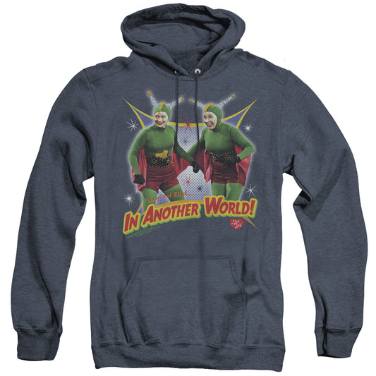 I Love Lucy In Another World Mens Heather Hoodie Navy Officially Licensed